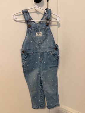 OshKosh B'gosh Light Blue Denim Overalls with Pink Heart Print